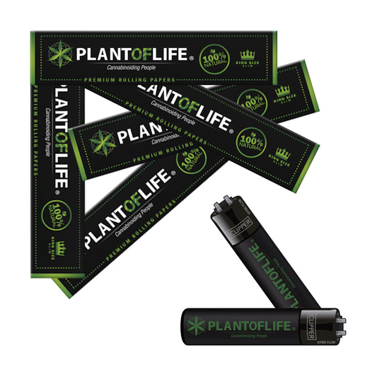 Plant of Life 100% Natural Kingsize Slim Vloei (5-Pack) + Clipper Aansteker