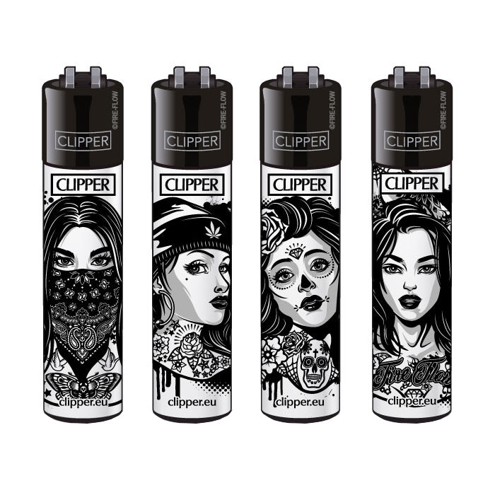 Clipper Classic Large "Girls with Tattoos" Aanstekers (4 Stuks)
